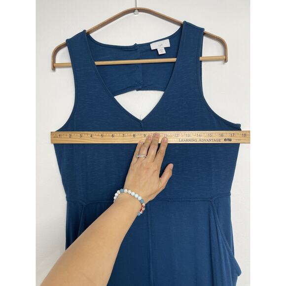 J Jill Dress Womens SP Blue Maxi Tank Keyhole Button Back Sun Dress Stretch - Picture 3 of 11
